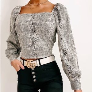 READY TO STRIKE FAUX SUEDE SNAKE TOP